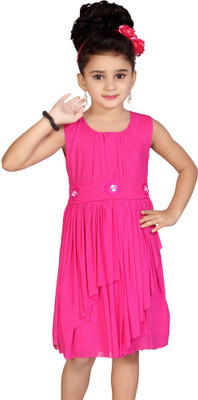 

Abhira Girls Midi/Knee Length Party Dress(Pink, Sleeveless