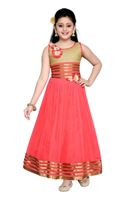 

Aarika Girls Maxi/Full Length Party Dress(Brown, Sleeveless, Gajri