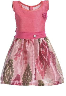 

RoopRahasya Girls Midi/Knee Length Party Dress(Pink, Sleeveless