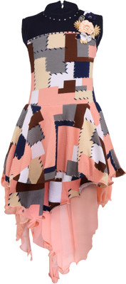 

La Bele Girls Midi/Knee Length Casual Dress(Blue, Sleeveless, Multicolour