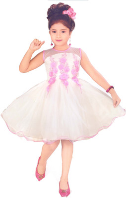 

Hey Baby Girls Mini/Short Party Dress(Pink, Sleeveless