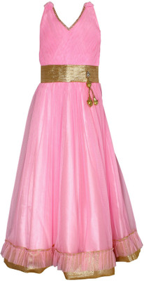

La Bele Girls Maxi/Full Length Party Dress(Pink, Sleeveless, Baby pink