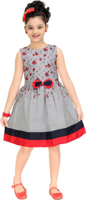 

Trendy Girls Girls Midi/Knee Length Casual Dress(Grey, Sleeveless