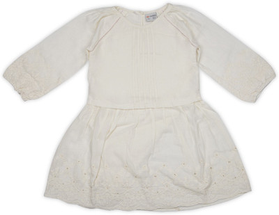 

FS Mini Klub Girls Midi/Knee Length Casual Dress(White, Full Sleeve, Off white