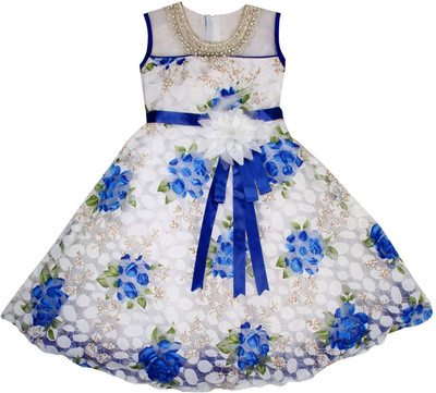 

Arshia Fashions Girls Maxi/Full Length Party Dress(Blue, Sleeveless