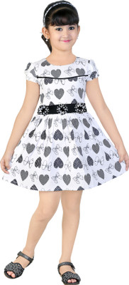 

Golden Girl Girls Midi/Knee Length Casual Dress(Multicolor, Fashion Sleeve, Black