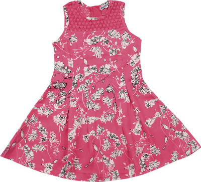 

NautiNati Girls Midi/Knee Length Casual Dress(Pink, Sleeveless, Fuchsia