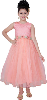 

Saarah Girls Midi/Knee Length Party Dress(Orange, Sleeveless