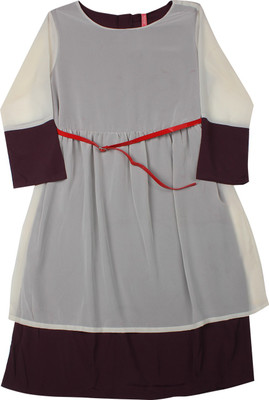 

Bare Kids Girls Midi/Knee Length Casual Dress(White, Full Sleeve, Wine