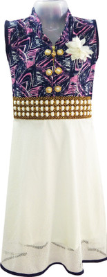

Fashionitz Girls Midi/Knee Length Party Dress(Pink, Sleeveless