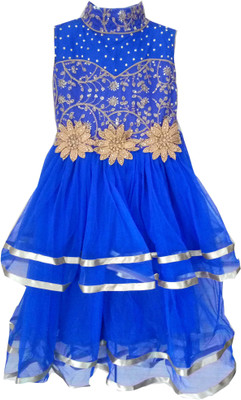 

All About Pink Girls Maxi/Full Length Party Dress(Blue, Sleeveless