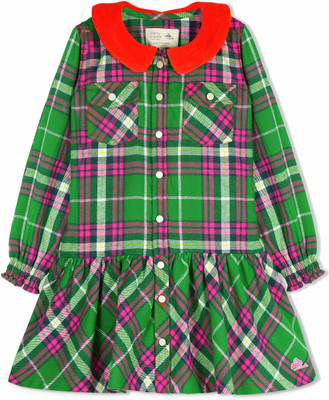 

Cherry Crumble California Girls Midi/Knee Length Casual Dress(Green, Full Sleeve, Green pink orange