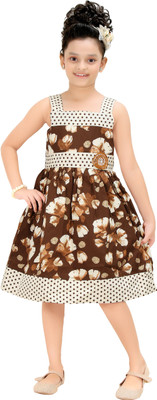 

Trendy Girls Girls Midi/Knee Length Party Dress(Brown, Sleeveless