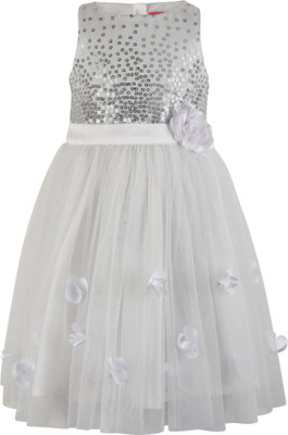 

Toy Balloon Kids Girls Midi/Knee Length Party Dress(Black, Sleeveless, White