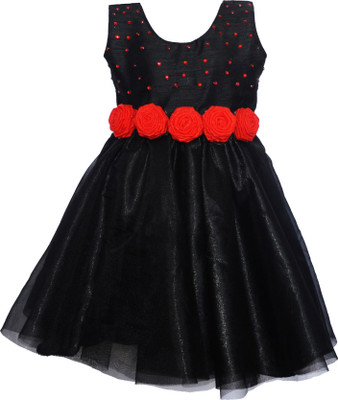 

MVD Fashion Girls Midi/Knee Length Party Dress(Black, Sleeveless