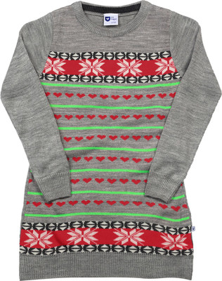

612 League Girls Midi/Knee Length Casual Dress(Grey, Full Sleeve