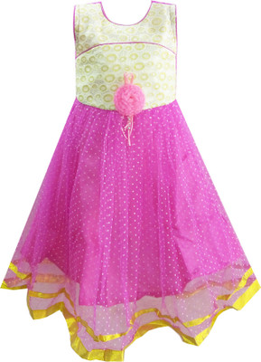 

Fashionitz Girls Midi/Knee Length Party Dress(Pink, Sleeveless