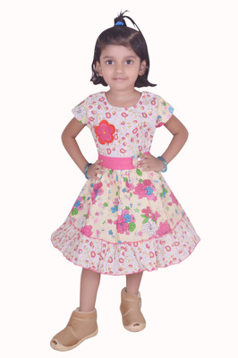 

Fashionitz Girls Midi/Knee Length Casual Dress(Pink, Half Sleeve
