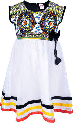 

Lil Orchids Girls Midi/Knee Length Casual Dress(White, Sleeveless