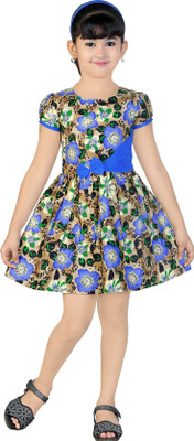 

Golden Girl Girls Midi/Knee Length Casual Dress(Multicolor, Fashion Sleeve, Blue