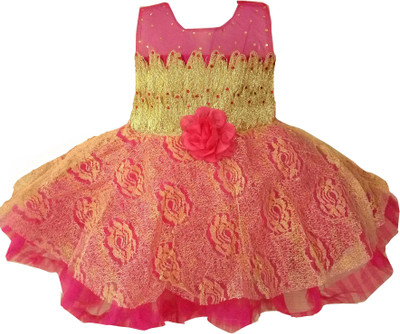 

All About Pink Girls Midi/Knee Length Party Dress(Pink, Sleeveless