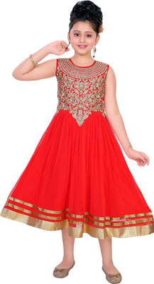 

Saarah Girls Midi/Knee Length Casual Dress(Multicolor, Sleeveless