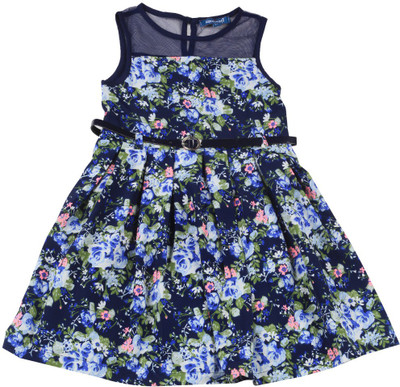 

NautiNati Girls Mini/Short Casual Dress(Dark Blue, Sleeveless, Navy blue