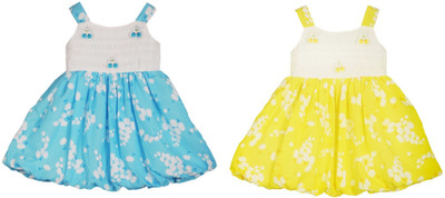 

La Bele Girls Midi/Knee Length Casual Dress(Yellow, Sleeveless