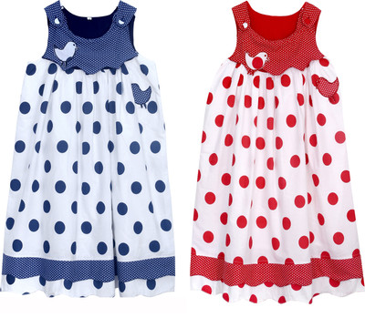 

Bella Moda Girls Midi/Knee Length Casual Dress(Multicolor, Sleeveless)