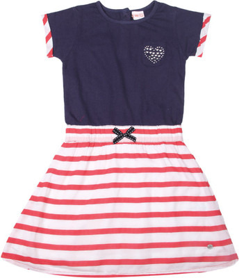 

FS Mini Klub Girls Midi/Knee Length Casual Dress(Dark Blue, Half Sleeve, Navy