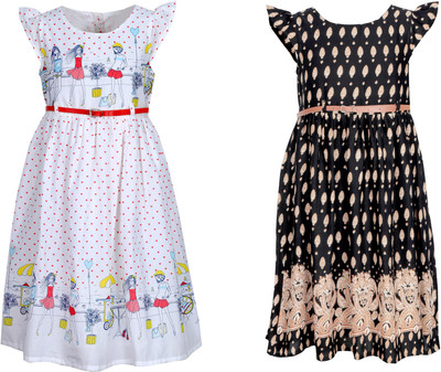 

Bella Moda Girl's Midi/Knee Length Casual Dress(Multicolor, Cap sleeve)