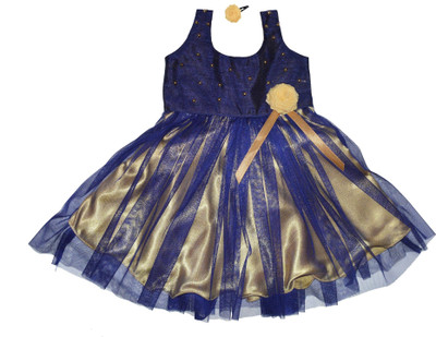 

MVD Fashion Girls Midi/Knee Length Party Dress(Blue, Sleeveless, Navy