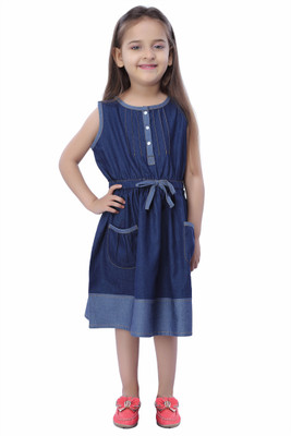 STYLESTONE Midi/Knee Length Party Dress(Blue, Sleeveless)