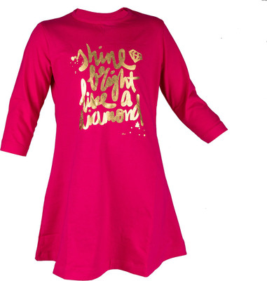 

Abito Girls Midi/Knee Length Casual Dress(Pink, 3/4 Sleeve, Fucshia