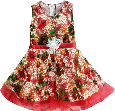 

Fashionitz Girls Midi/Knee Length Party Dress(Red, Sleeveless