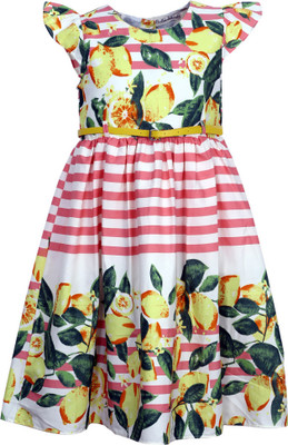 

Bella Moda Girls Midi/Knee Length Casual Dress(Multicolor, Cap Sleeve