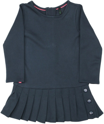 

United Colors of Benetton Girls Midi/Knee Length Casual Dress(Blue, Full Sleeve, 13c