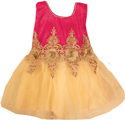 

All About Pink Girls Midi/Knee Length Party Dress(Pink, Sleeveless