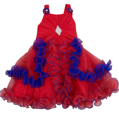 

Addyvero Girls Midi/Knee Length Party Dress(Red, Noodle strap, Desire red