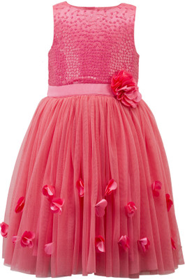 

Toy Balloon Kids Girls Midi/Knee Length Party Dress(Pink, Sleeveless