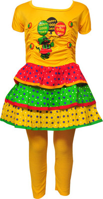 

Pari & Prince Girls Midi/Knee Length Casual Dress(Yellow, Half Sleeve