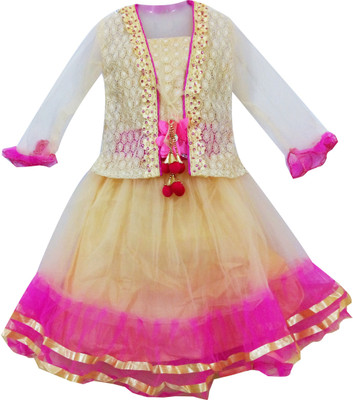 

Fashionitz Girls Maxi/Full Length Party Dress(Pink, Half Sleeve
