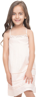 

Go India Store Girls Midi/Knee Length Casual Dress(Beige, Sleeveless