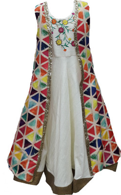 

Pogo Girls Maxi/Full Length Party Dress(Multicolor, Sleeveless, White