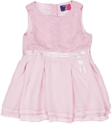 

NautiNati Girls Midi/Knee Length Casual Dress(Pink, Sleeveless