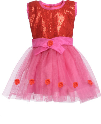 

RoopRahasya Girls Midi/Knee Length Party Dress(Red, Sleeveless