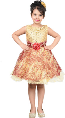 

P.R. Creation Girls Mini/Short Party Dress(Maroon, Sleeveless
