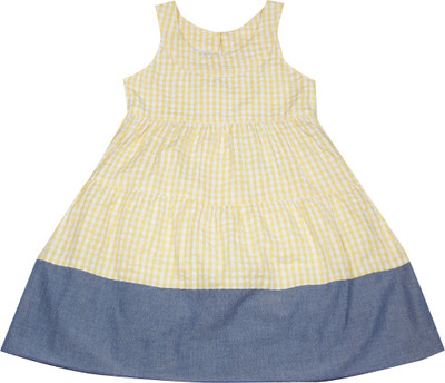 

People Girls Midi/Knee Length Casual Dress(Yellow, Sleeveless