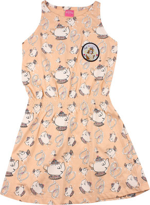 

Disney Princess Girls Midi/Knee Length Casual Dress(Orange, Sleeveless, Peach