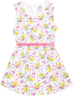 

Tweety Girls Midi/Knee Length Casual Dress(White, Sleeveless